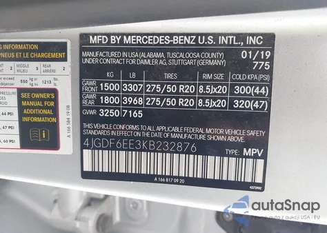 2019 Mercedes-Benz Gls 450 4Matic from USA, damaged, VIN 4JGDF6EE3KB232876